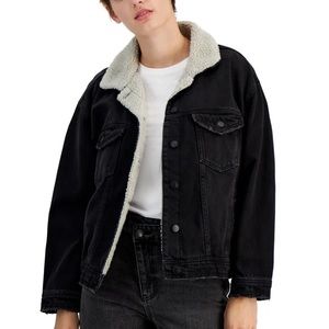Celebrity Pink Juniors' Black Denim/Sherpa Collar Jacket Sz: S/CH(Buy Now Only)